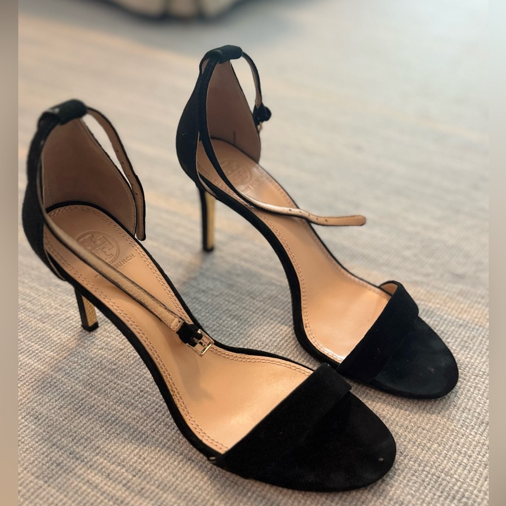 Tory Burch black seude Elegant Black Stiletto Heels